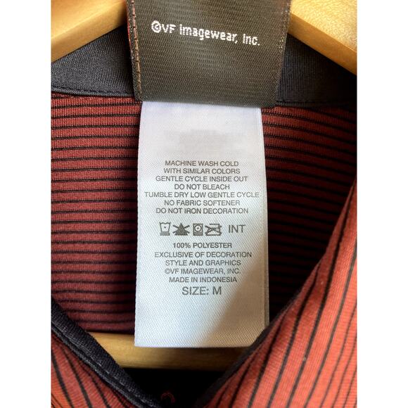 Harley Davidson Houston Mancuso Orange Black Striped Long‎ Sleeved Polo Shirt M - Picture 9 of 11